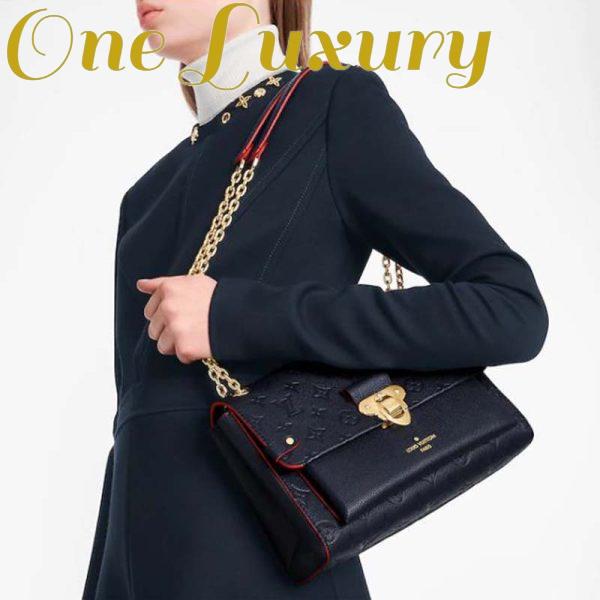 Replica Louis Vuitton Women Vavin PM Handbag Navy Blue Red Embossed Supple Grained Cowhide 12