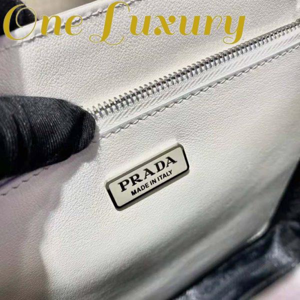 Replica Prada Women Brushed Leather Tote Bag-White 9