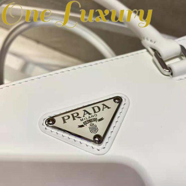 Replica Prada Women Brushed Leather Tote Bag-White 10