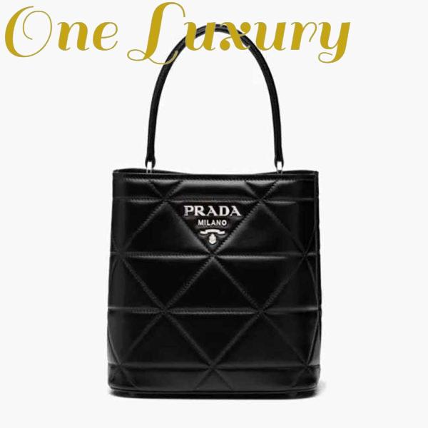 Replica Prada Women Bucket Design Spectrum Leather Bag-Black