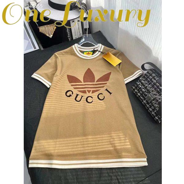 Replica Gucci Men GG Adidas x Gucci Cotton T-Shirt Camel Jersey Trefoil Print Crewneck 3