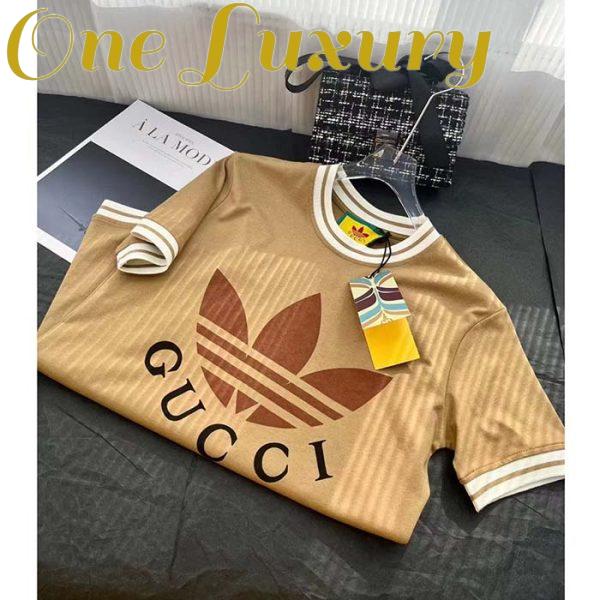 Replica Gucci Men GG Adidas x Gucci Cotton T-Shirt Camel Jersey Trefoil Print Crewneck 7