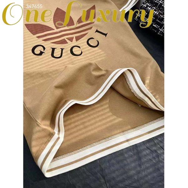Replica Gucci Men GG Adidas x Gucci Cotton T-Shirt Camel Jersey Trefoil Print Crewneck 9