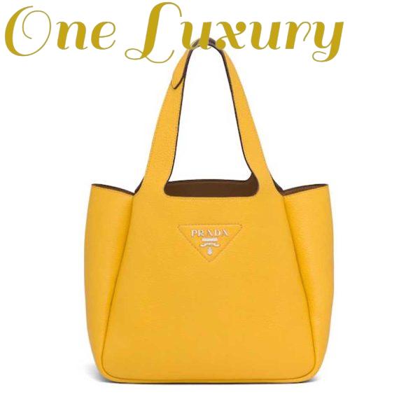 Replica Prada Women Calf Leather Handbag-Yellow