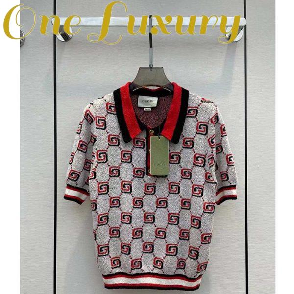 Replica Gucci Men GG Cotton Jacquard Polo Shirt Ivory Red Polo Collar Short Sleeves 3