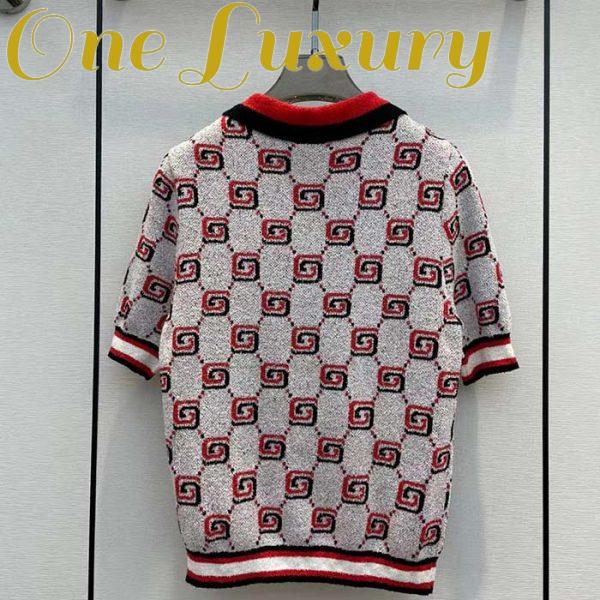 Replica Gucci Men GG Cotton Jacquard Polo Shirt Ivory Red Polo Collar Short Sleeves 4