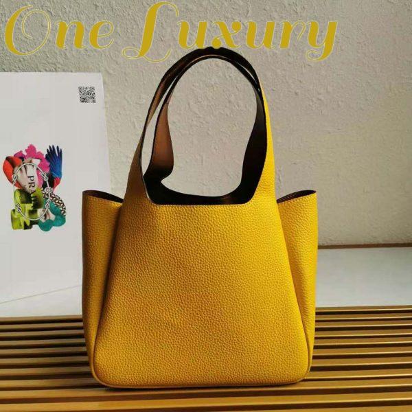 Replica Prada Women Calf Leather Handbag-Yellow 4