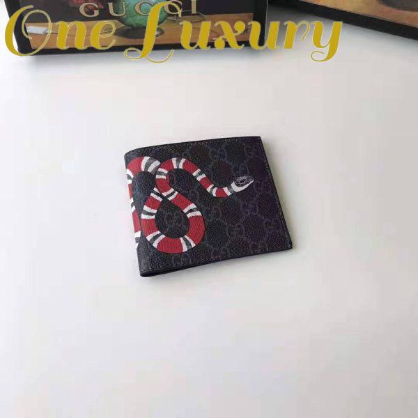 Replica Gucci GG Men Kingsnake Print GG Supreme Wallet in Black/Grey GG Supreme Canvas 3