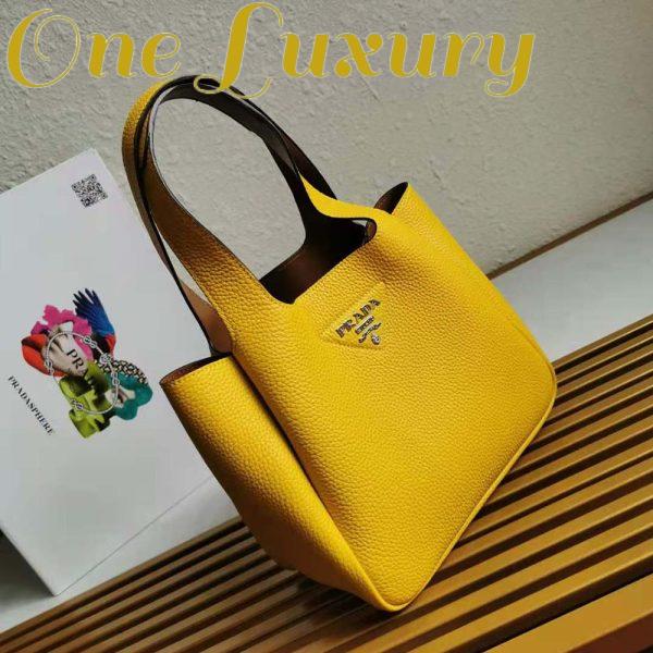 Replica Prada Women Calf Leather Handbag-Yellow 5