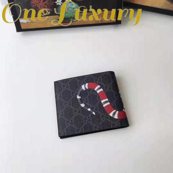 Replica Gucci GG Men Kingsnake Print GG Supreme Wallet in Black/Grey GG Supreme Canvas 4