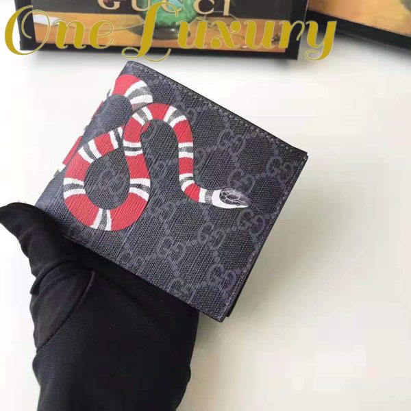 Replica Gucci GG Men Kingsnake Print GG Supreme Wallet in Black/Grey GG Supreme Canvas 5