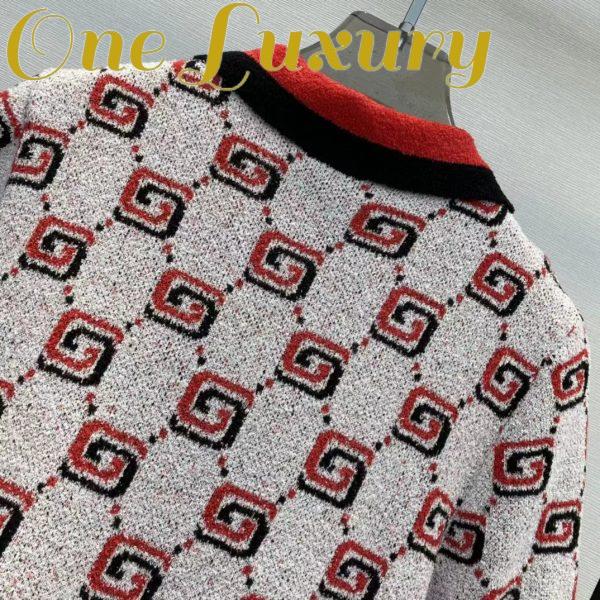 Replica Gucci Men GG Cotton Jacquard Polo Shirt Ivory Red Polo Collar Short Sleeves 7