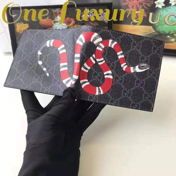 Replica Gucci GG Men Kingsnake Print GG Supreme Wallet in Black/Grey GG Supreme Canvas 6