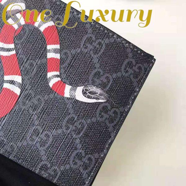 Replica Gucci GG Men Kingsnake Print GG Supreme Wallet in Black/Grey GG Supreme Canvas 10