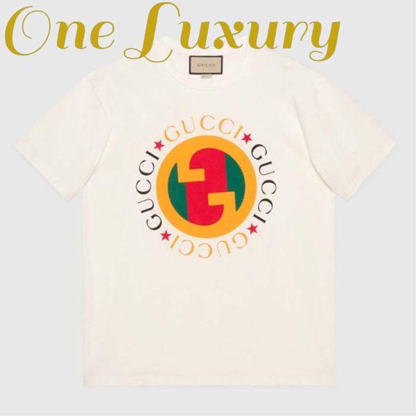 Replica Gucci Men GG Cotton Jersey Printed T-Shirt Off White Crewneck Short Sleeves