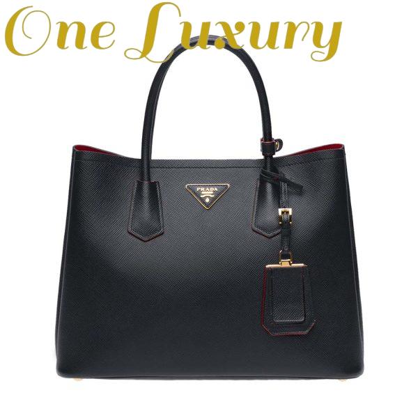 Replica Prada Women Double Saffiano Leather Bag