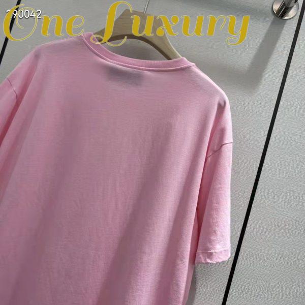 Replica Gucci Men GG Interlocking G Heart T-Shirt Pink Cotton Jersey Crewneck Oversize Fit 5