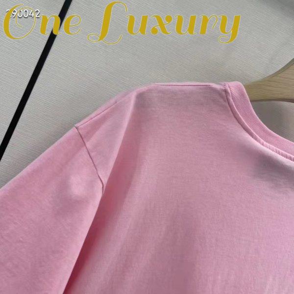 Replica Gucci Men GG Interlocking G Heart T-Shirt Pink Cotton Jersey Crewneck Oversize Fit 9