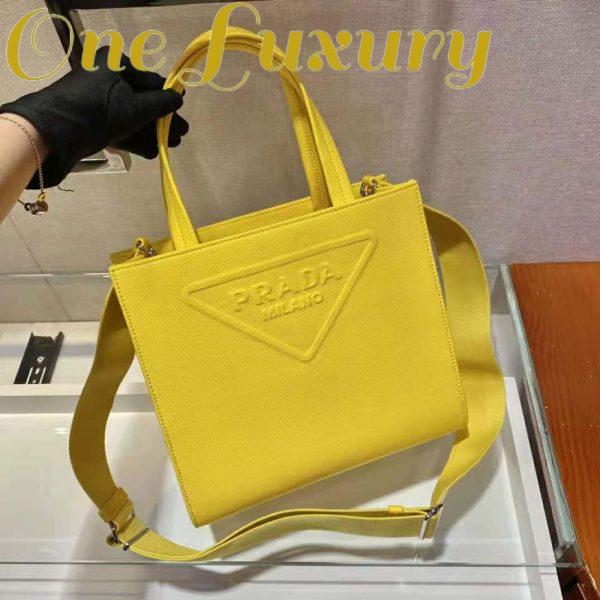 Replica Prada Women Drill Tote Handles Bag-Yellow 5