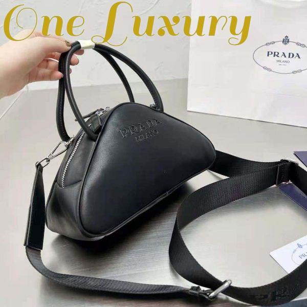 Replica Prada Women Leather Prada Triangle Bag-Black 3