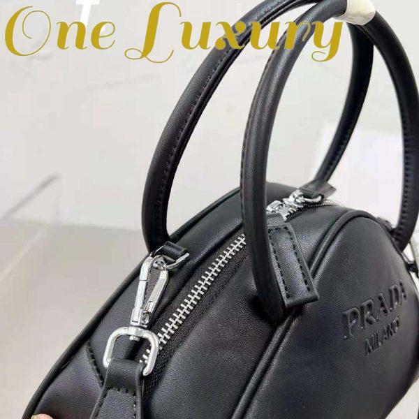 Replica Prada Women Leather Prada Triangle Bag-Black 9