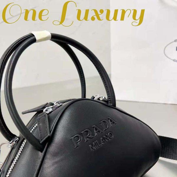 Replica Prada Women Leather Prada Triangle Bag-Black 10