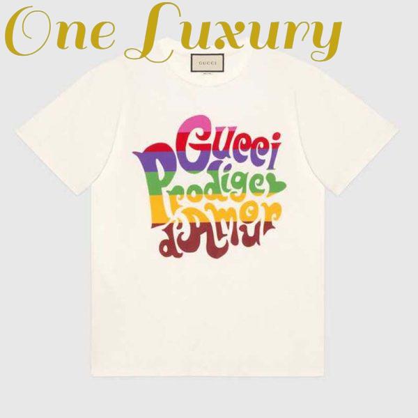 Replica Gucci Men Gucci Prodige D’Amour Print T-shirt Cotton Crewneck Oversize Fit
