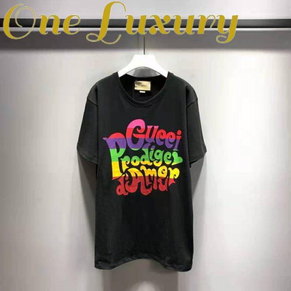 Replica Gucci Men Gucci Prodige D’Amour Print T-Shirt Cotton Crewneck Oversize Fit-Black 3