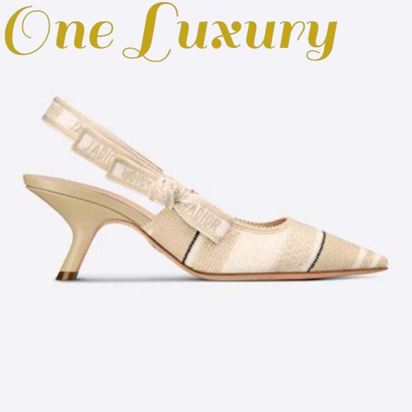 Replica Dior Women Shoes J’Adior Slingback Pump Two-Tone Embroidered Cotton Ribbon Flat Bow