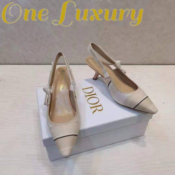 Replica Dior Women Shoes J’Adior Slingback Pump Two-Tone Embroidered Cotton Ribbon Flat Bow 4