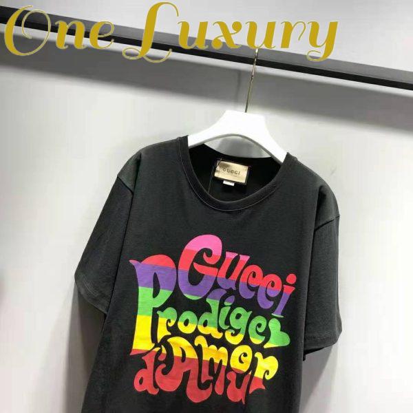 Replica Gucci Men Gucci Prodige D’Amour Print T-Shirt Cotton Crewneck Oversize Fit-Black 6