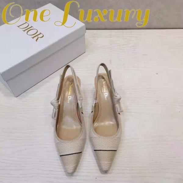 Replica Dior Women Shoes J’Adior Slingback Pump Two-Tone Embroidered Cotton Ribbon Flat Bow 6
