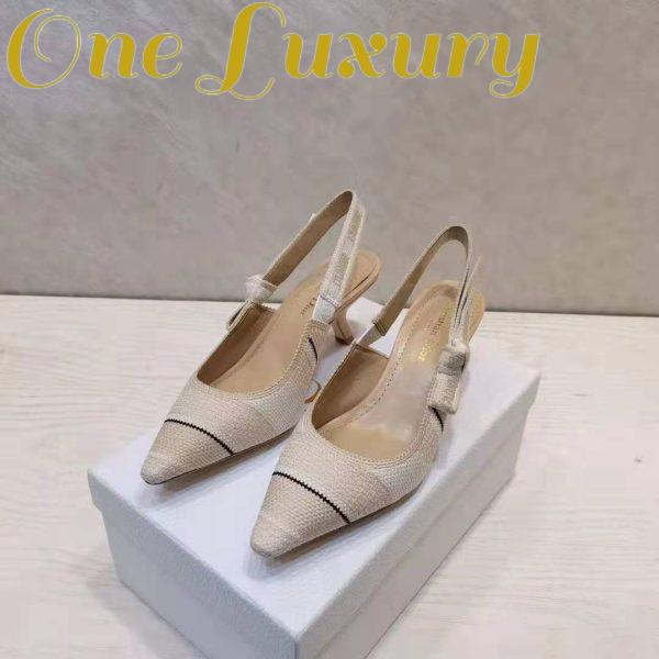 Replica Dior Women Shoes J’Adior Slingback Pump Two-Tone Embroidered Cotton Ribbon Flat Bow 8