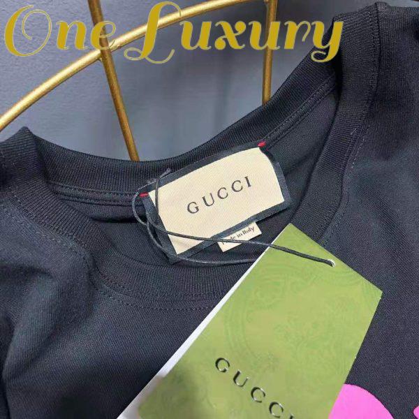 Replica Gucci Men Gucci Prodige D’Amour Print T-Shirt Cotton Crewneck Oversize Fit-Black 10