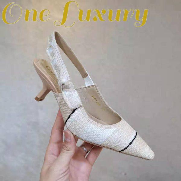 Replica Dior Women Shoes J’Adior Slingback Pump Two-Tone Embroidered Cotton Ribbon Flat Bow 10