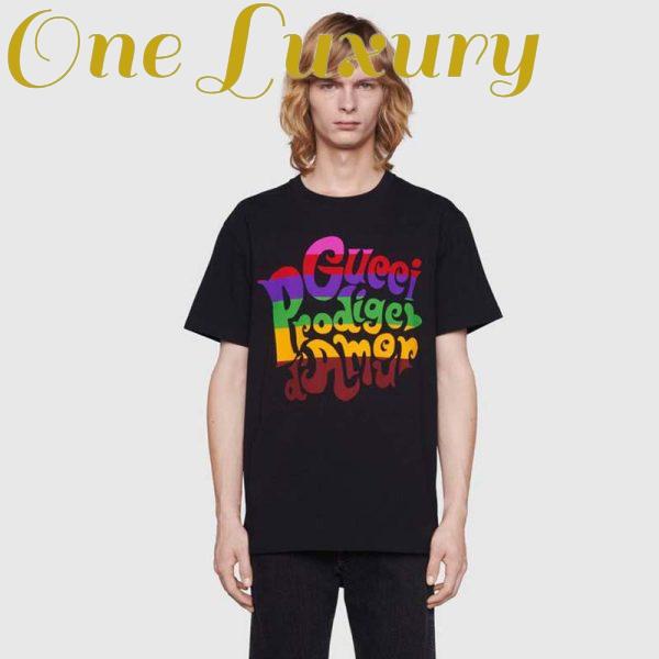 Replica Gucci Men Gucci Prodige D’Amour Print T-Shirt Cotton Crewneck Oversize Fit-Black 14