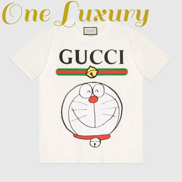 Replica Gucci Women Doraemon x Gucci Cotton T-shirt Ivory Jersey Crewneck Oversize Fit