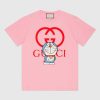 Replica Gucci Women Doraemon x Gucci Oversize T-Shirt Crewneck Red Cotton Jersey 16