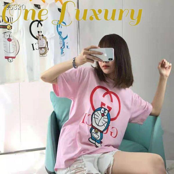 Replica Gucci Women Doraemon x Gucci Cotton T-Shirt Pink Jersey Crewneck Oversize Fit 5