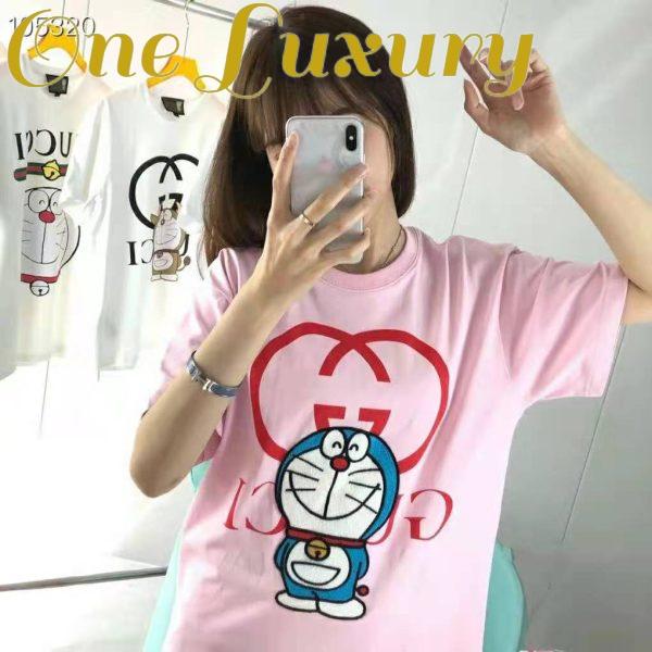 Replica Gucci Women Doraemon x Gucci Cotton T-Shirt Pink Jersey Crewneck Oversize Fit 6