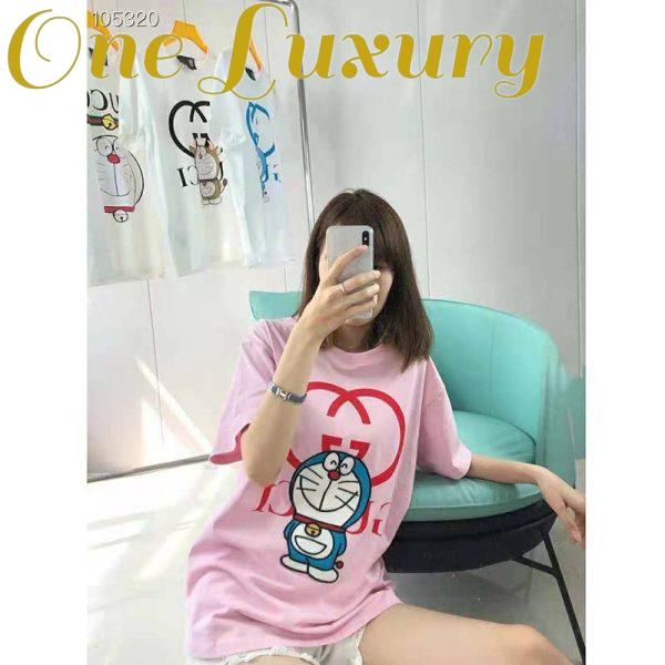 Replica Gucci Women Doraemon x Gucci Cotton T-Shirt Pink Jersey Crewneck Oversize Fit 8