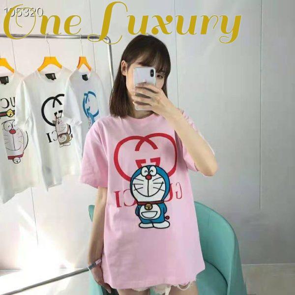 Replica Gucci Women Doraemon x Gucci Cotton T-Shirt Pink Jersey Crewneck Oversize Fit 10