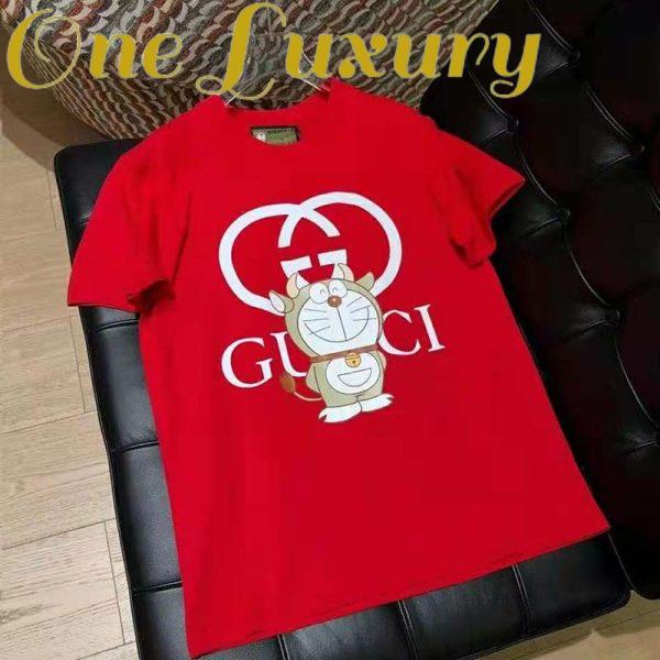 Replica Gucci Women Doraemon x Gucci Oversize T-Shirt Crewneck Red Cotton Jersey 2