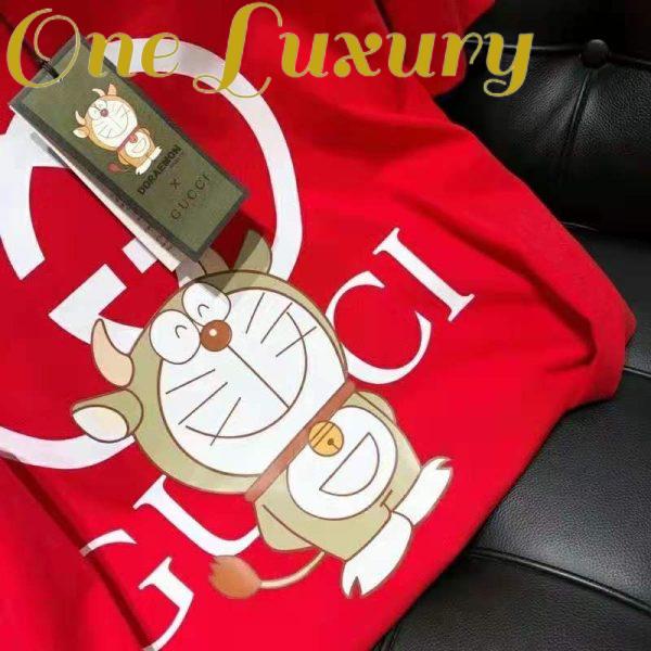 Replica Gucci Women Doraemon x Gucci Oversize T-Shirt Crewneck Red Cotton Jersey 4