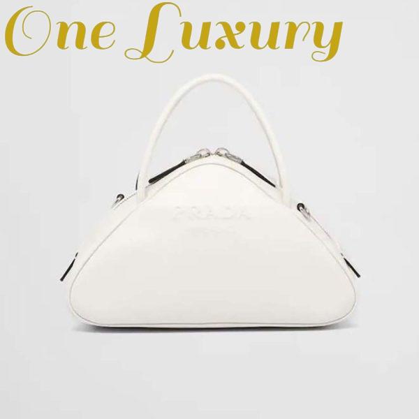 Replica Prada Women Leather Prada Triangle Bag-White