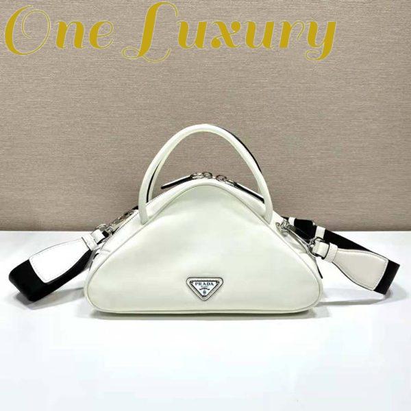 Replica Prada Women Leather Prada Triangle Bag-White 4