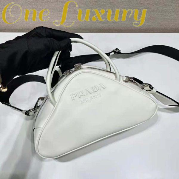 Replica Prada Women Leather Prada Triangle Bag-White 5