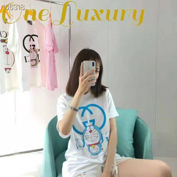 Replica Gucci Women Doraemon x Gucci Oversize T-Shirt Ivory Cotton Jersey Crewneck-Blue 10