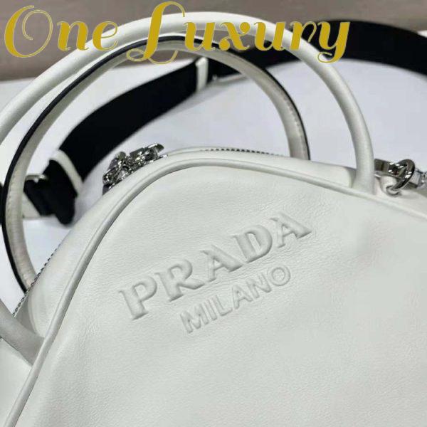 Replica Prada Women Leather Prada Triangle Bag-White 9