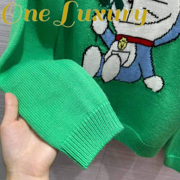 Replica Gucci Women Doraemon x Gucci Wool Sweater Green Wool Crewneck 7